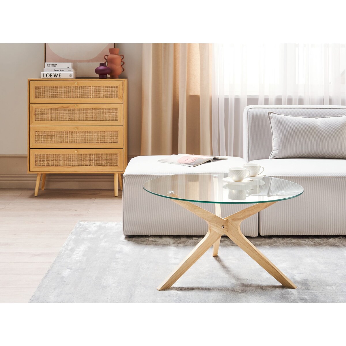 Stolik kawowy VALLEY Szkło hartowane Jasnobrązowy