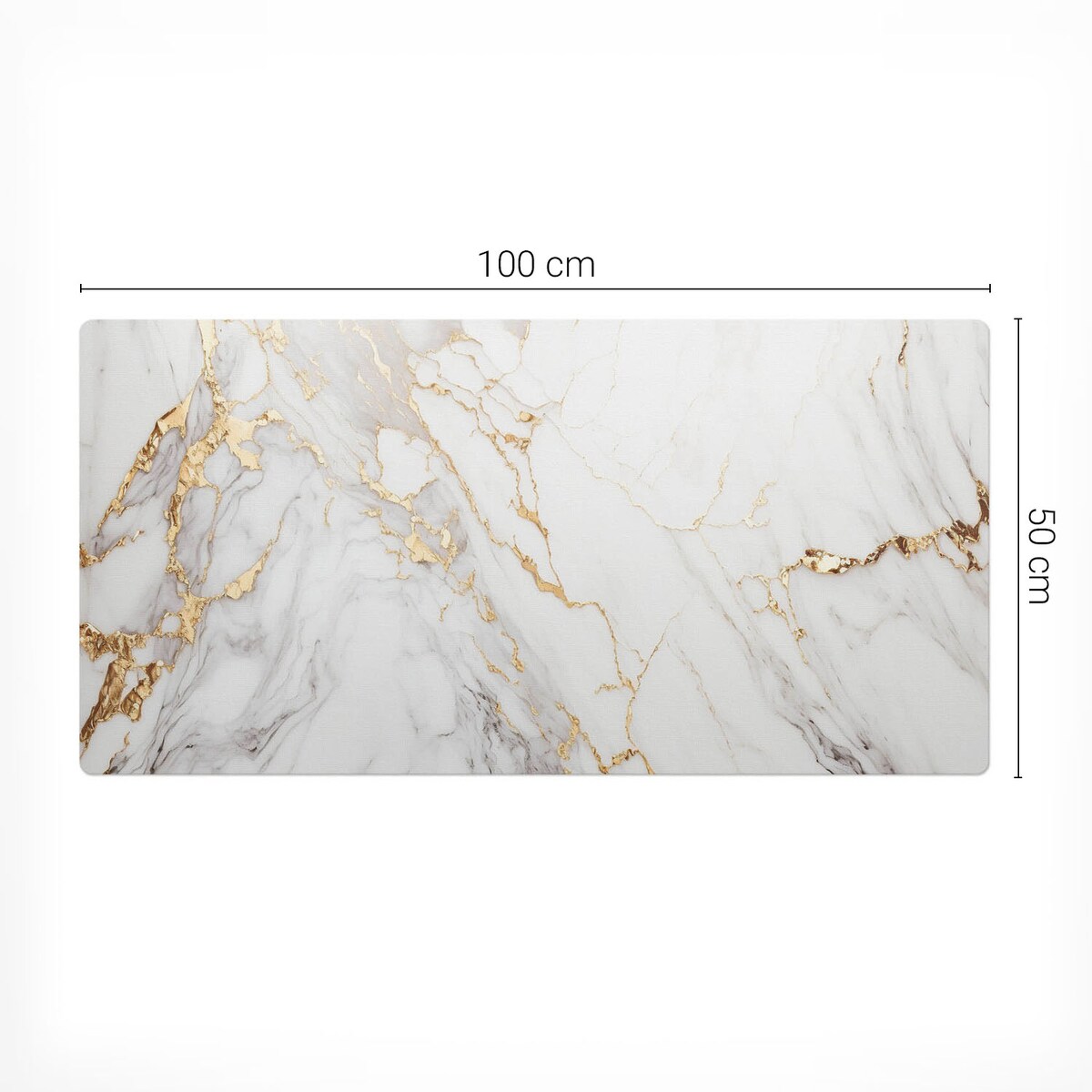 Biała mata na biurko Marmurowe żyłki, 100x50 cm