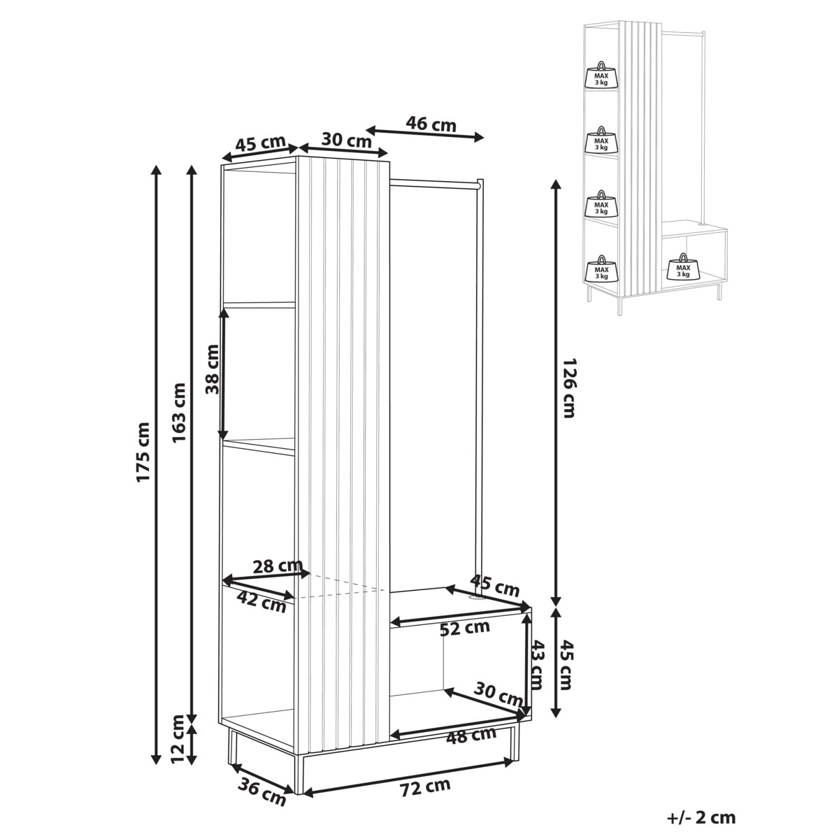 Otwarta szafa 5 półek LEANDRO Jasnobrązowy