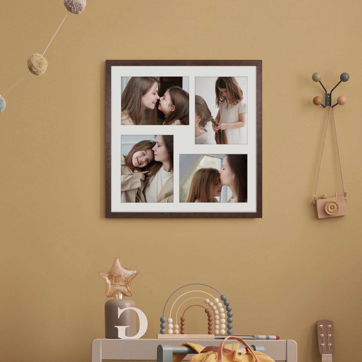 Ramka na zdjęcia 4x 13x18 cm brązowa galeria zdjęć multirama collage 40x40 cm FRAMAI
