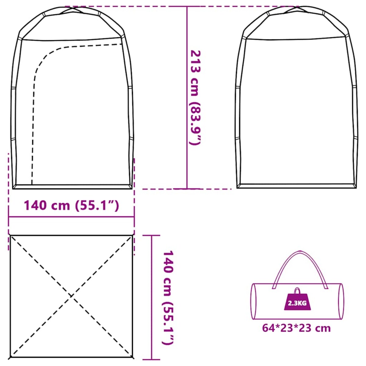 vidaXL Namiot prysznicowy, moro, wodoodporny