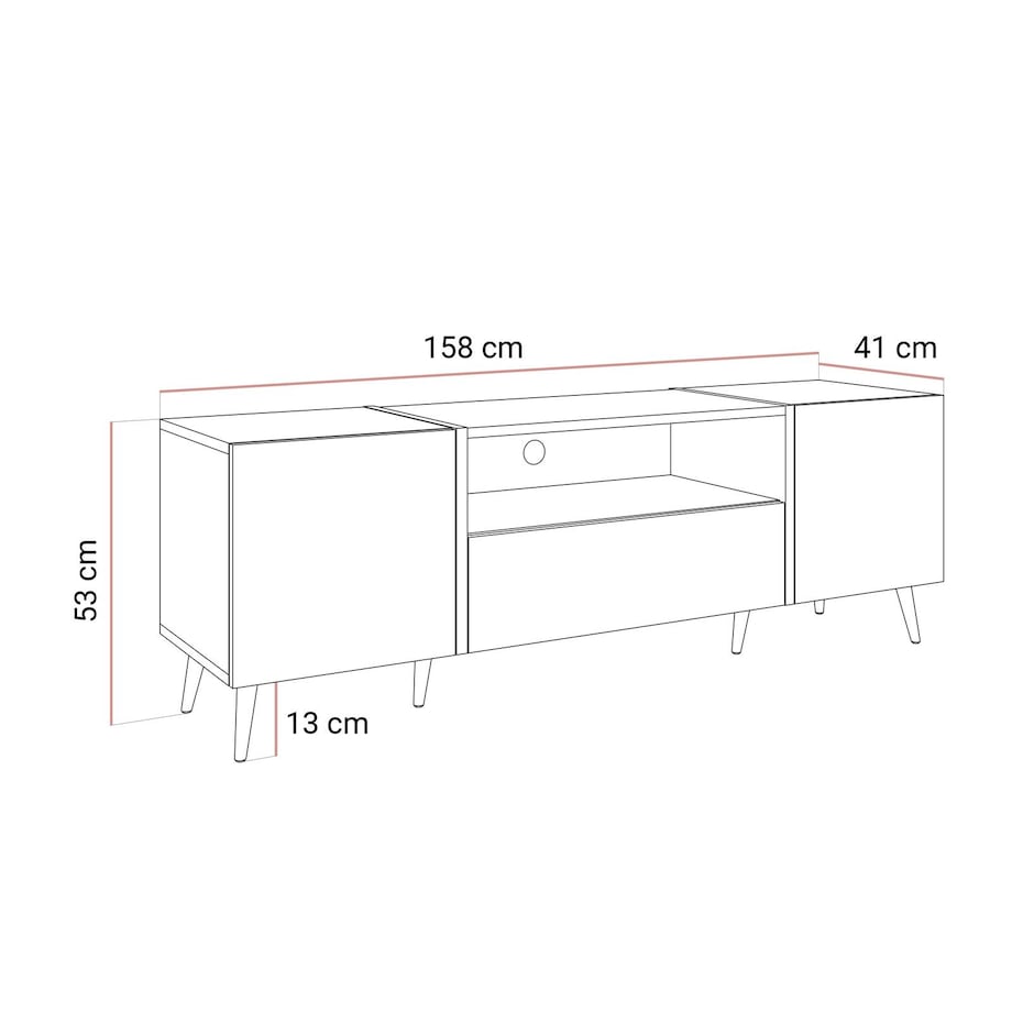 Szafka RTV ONYX na złotych nóżkach wysoki połysk 158 cm, carny połysk, złote uchwyty