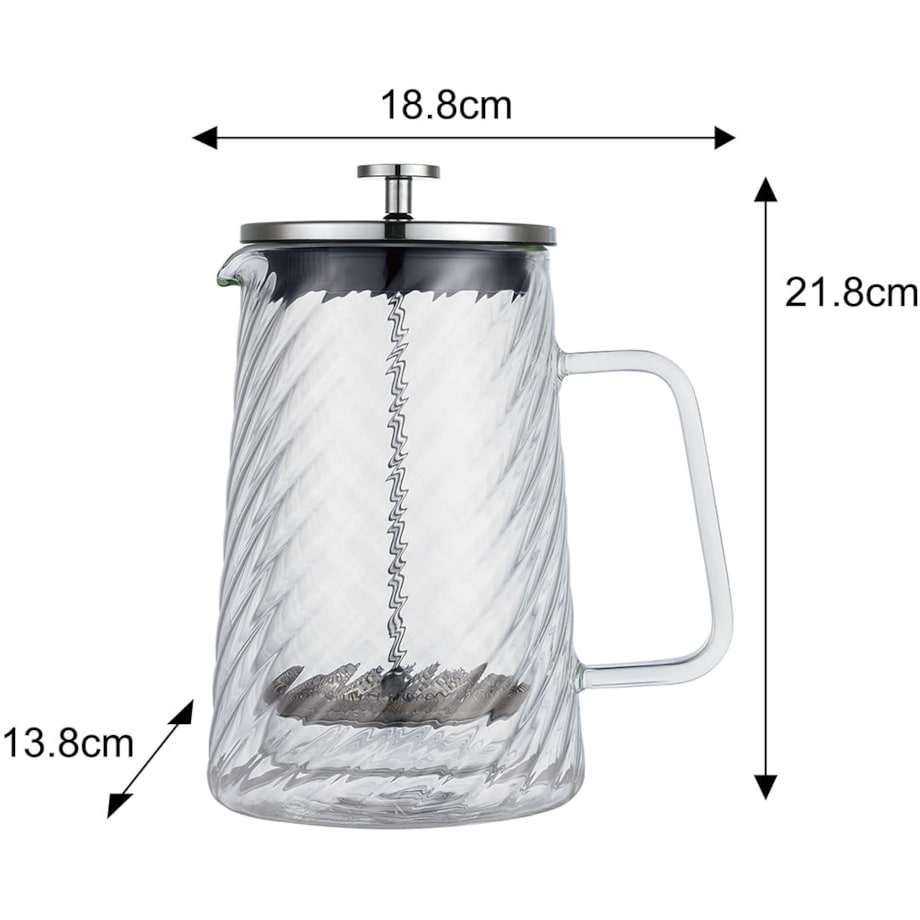 Zaparzacz do kawy herbaty szklany 1000ml French Press srebrny KLAUSBERG