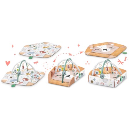 Mata edukacyjna interaktywna Lew dla niemowląt dwustronna składana XXL 5w1 Nukido