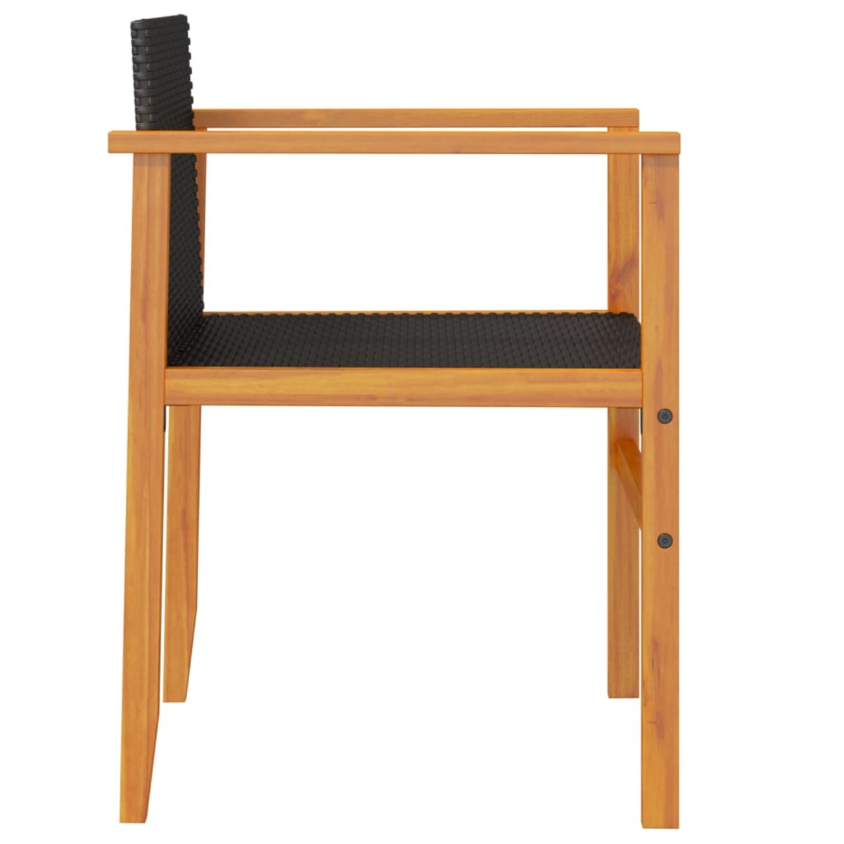 vidaXL Krzesła ogrodowe, 2 szt., czarne, polirattan i drewno