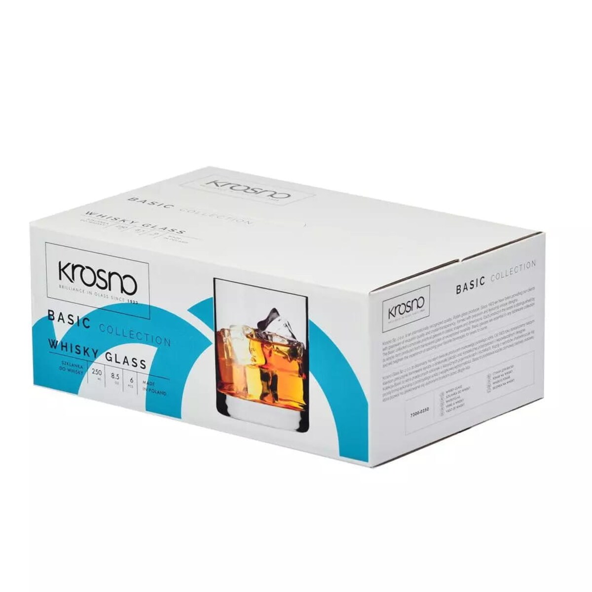 Szklanki do Whisky Soku Basic 6 x 250 ml Krosno z Grubym Dnem Proste Zestaw