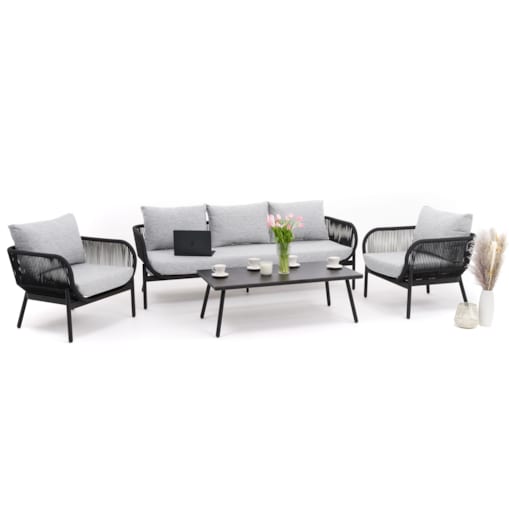 Zestaw mebli ogród taras nowoczesne aluminiowe BELIZE LUX czarno szare