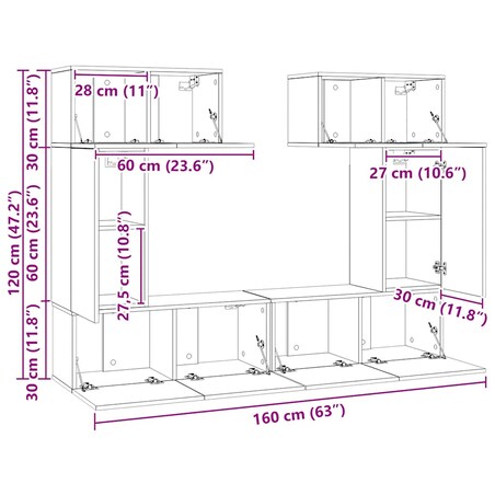 vidaXL 6-cz. zestaw szafek TV, biały, materiał drewnopochodny