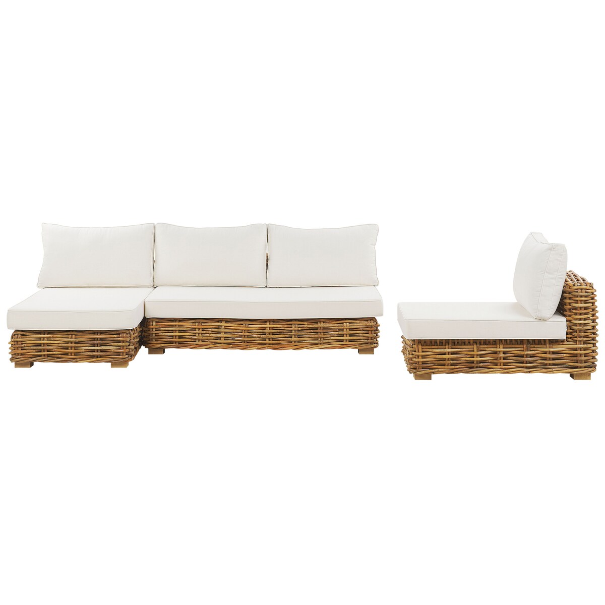 Zestaw ogrodowy ze stolikiem dla 4 osób VARALLO Prawostronny Naturalny Rattan Modułowy