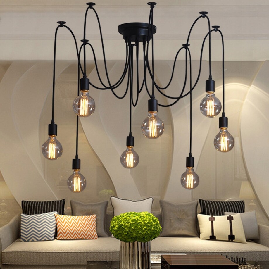 Lampa Sufitowa Wisząca Żyrandol Pająk 8 E27 Led