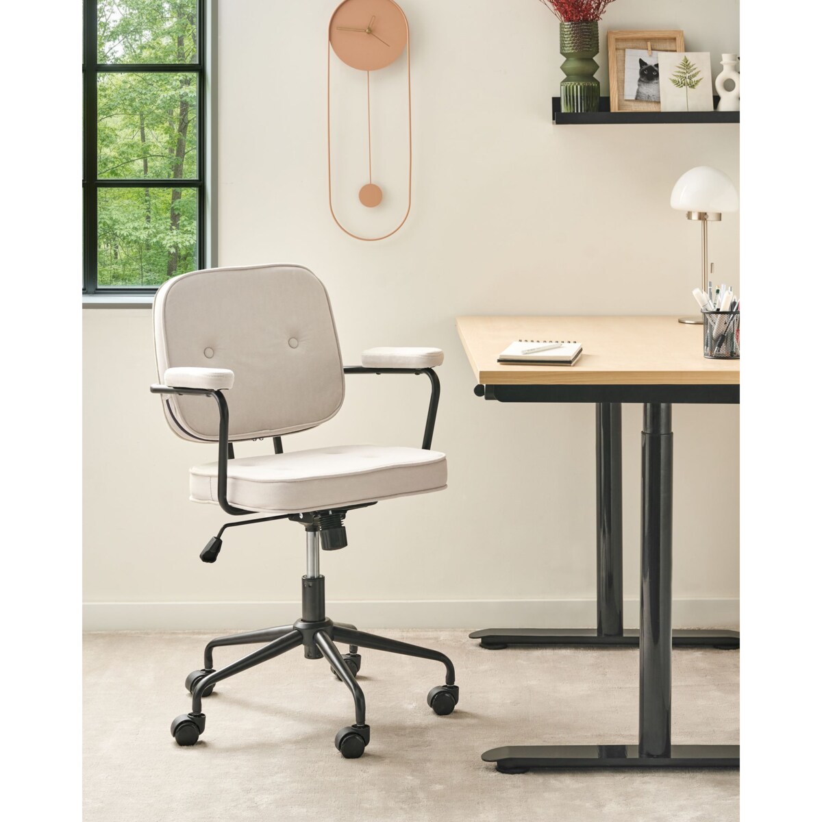 Krzesło obrotowe PAWNEE Welur Jasnobeżowy