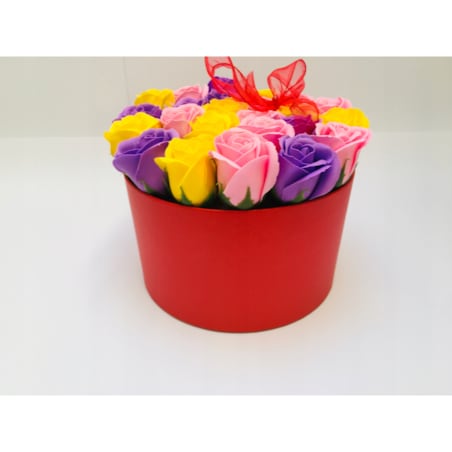 DUŻY BOX KWIATY MYDLANE PACHNĄCE NA dzień mamy upominek urodziny prezent