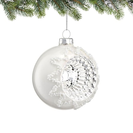 VILLA ITALIA Bombka Z REFLEKTOREM i perełkami biała 8 cm