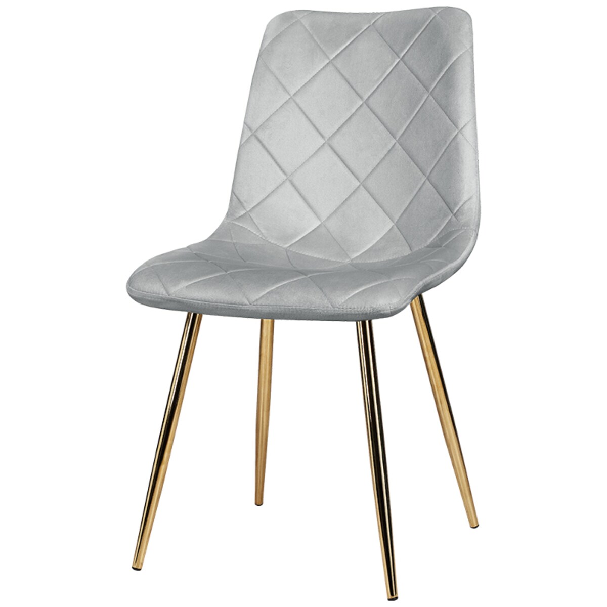 Krzesło tapicerowane szare welurowe pikowane nowoczesne złote nogi
