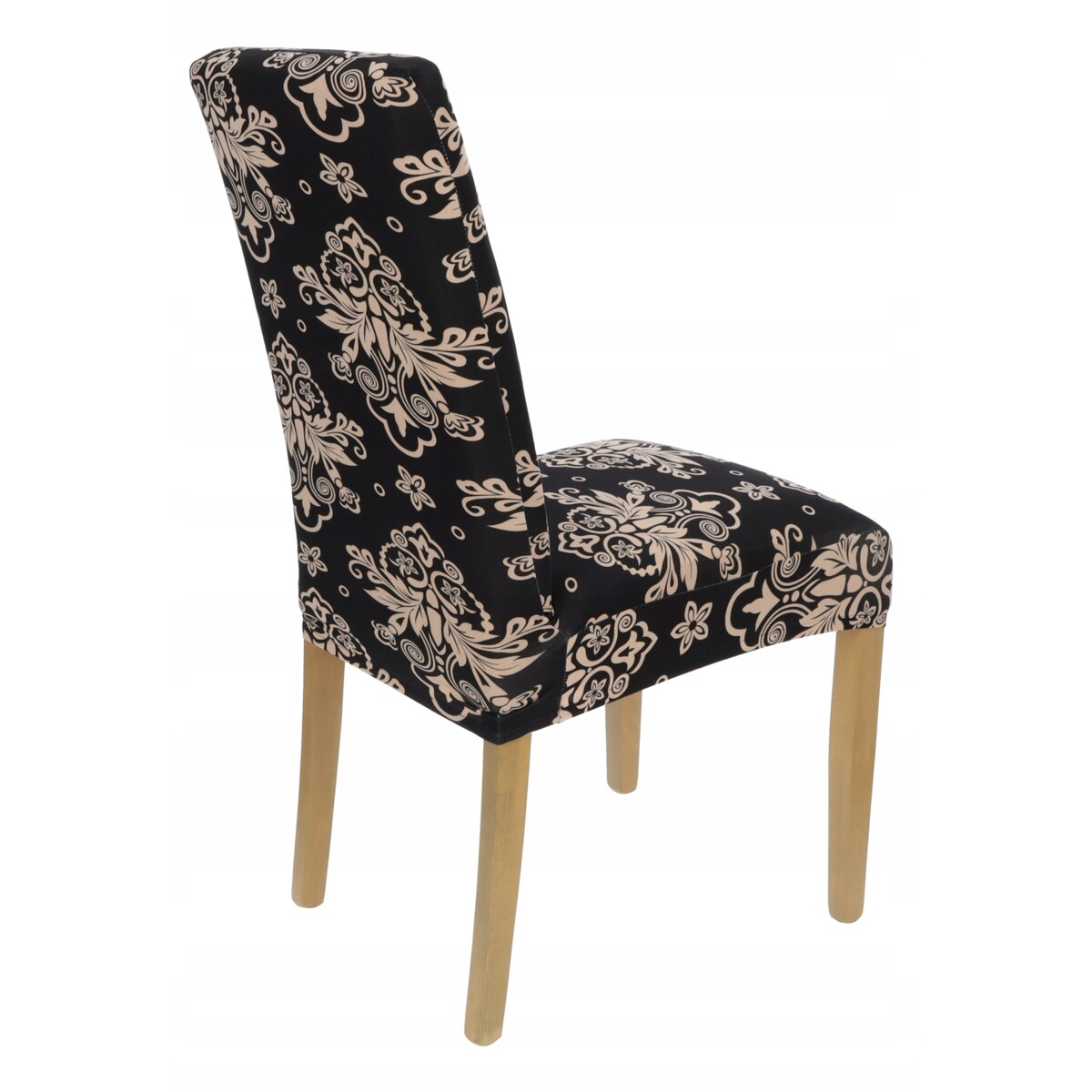 POKROWIEC NA KRZESŁO CZARNY WZORY ELASTYCZNY [21P]