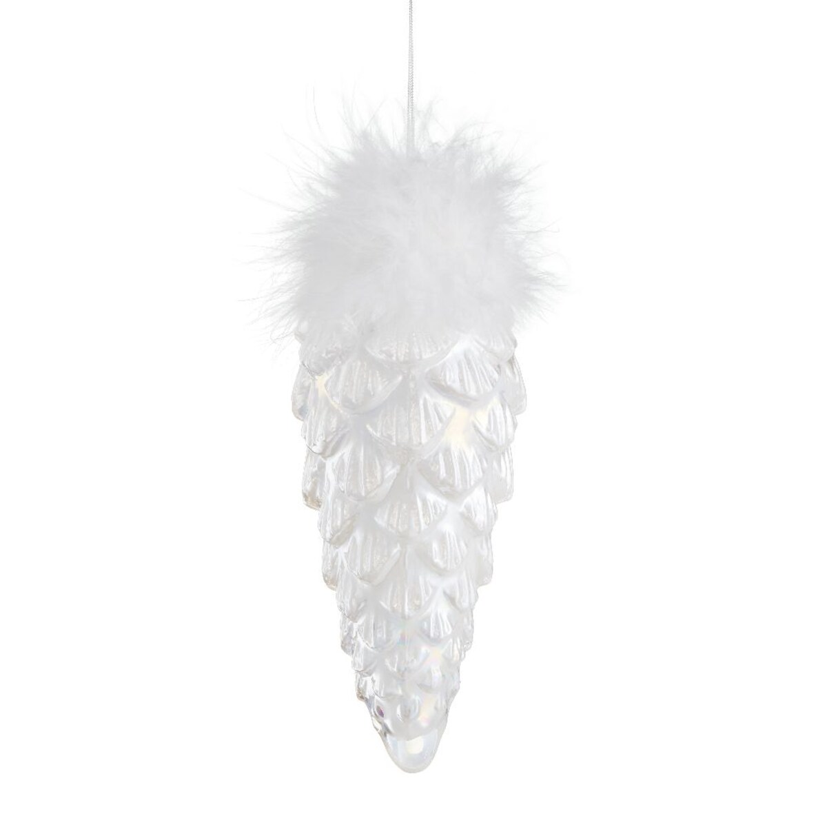 VILLA ITALIA Bombka szklana SZYSZKA z piórami 15 cm