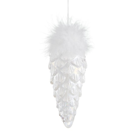 VILLA ITALIA Bombka szklana SZYSZKA z piórami 15 cm