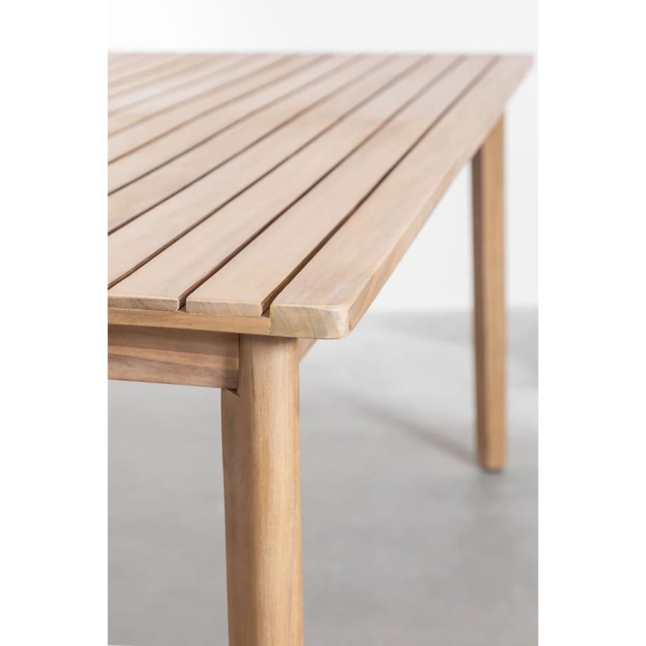 Zestaw: stół 220x100 cm i 8 krzeseł ogrodowych z drewna akacjowego Kaela
