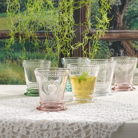 VILLA ITALIA Zestaw szklanek różowych 240 ml 6 sztuk MERIDA