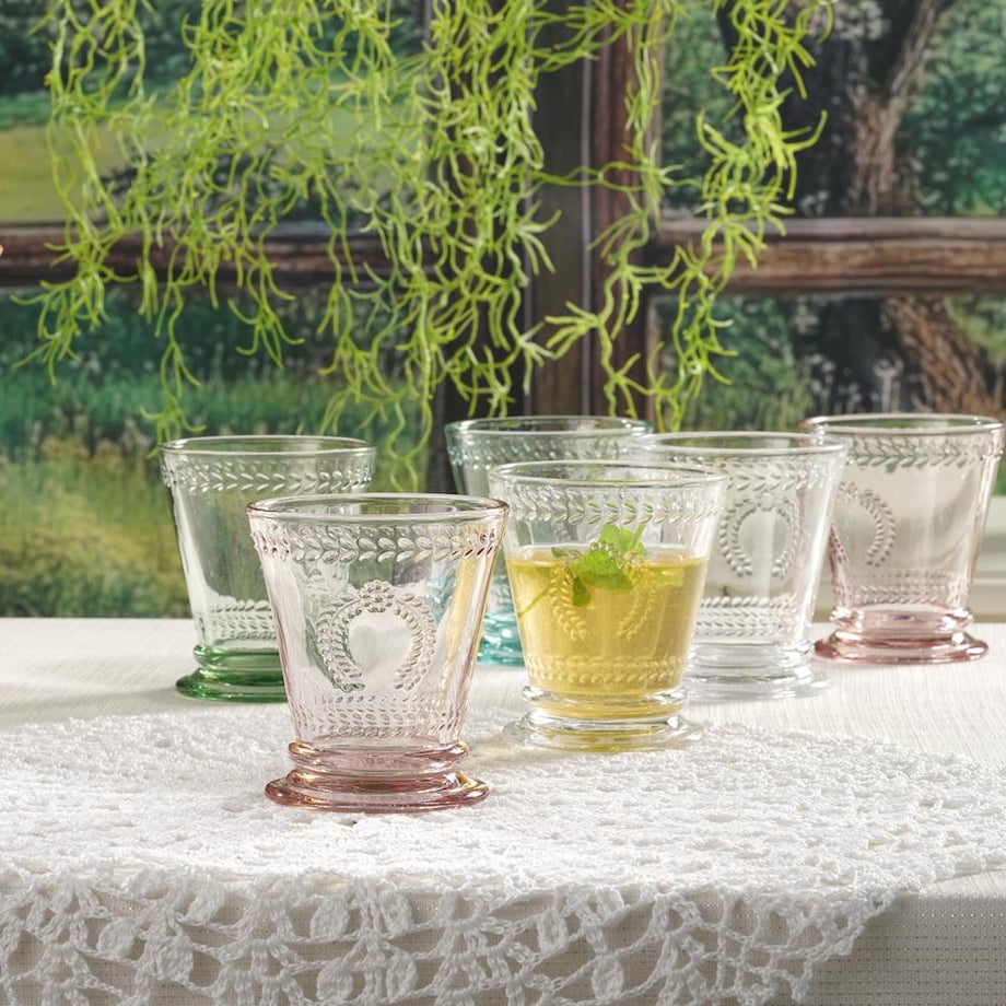 VILLA ITALIA Zestaw szklanek różowych 240 ml 6 sztuk MERIDA