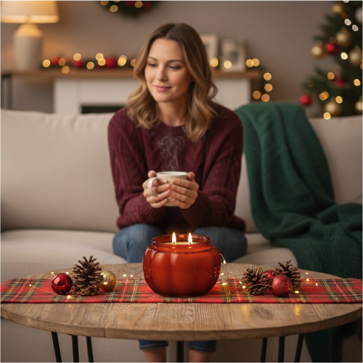 Świeca Na Halloween Jesienna Świeczka Szklana Dynia Dekoracja 11,5 Cm Bordowa