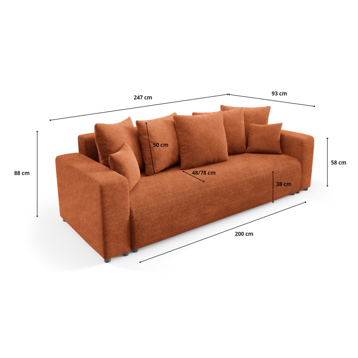 Kanapa EVORA z pojemnikiem tkanina miękki plusz Kolor: Onega 10