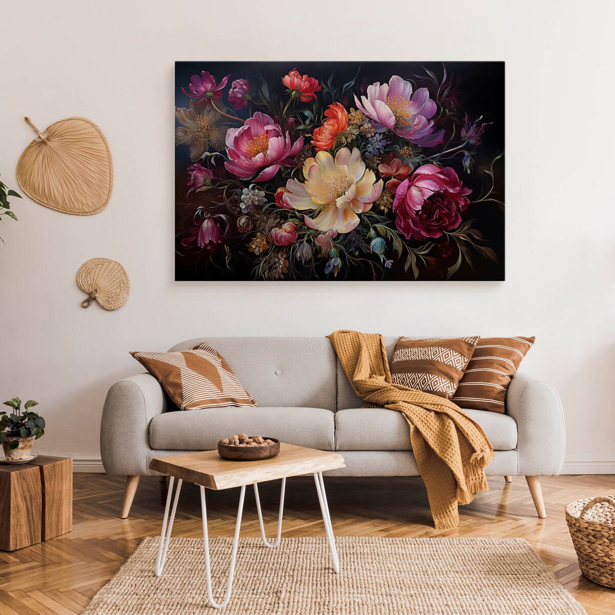 Obraz Do Sypialni Kolorowe Kwiaty Piwonie Abstrakcja Natura Rośliny 70x50cm