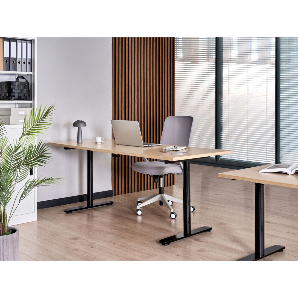 Biurko regulowane manualnie DESTINAS Czarny/ jasny brąz 180 cm 72 cm