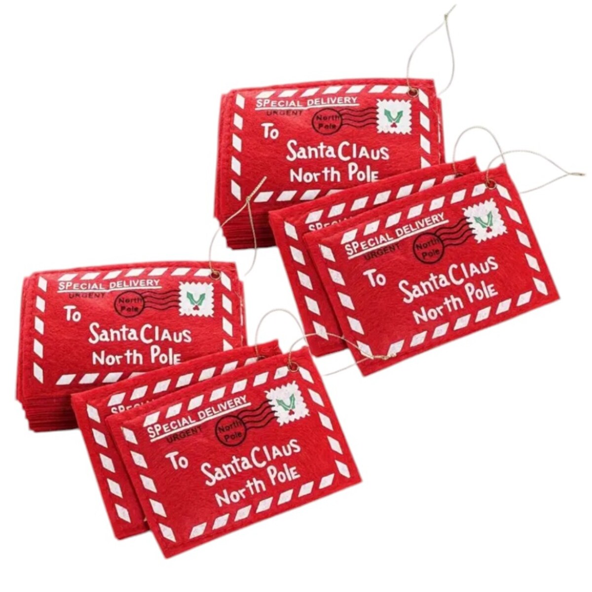 Filcowe ozdobne zawieszki na choinkę KOPERTY świąteczne list do św. Mikołaja