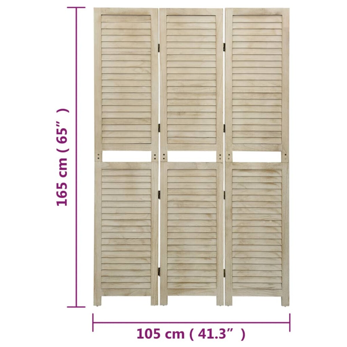 vidaXL Parawan 3-panelowy, 105x165 cm, lite drewno paulownia