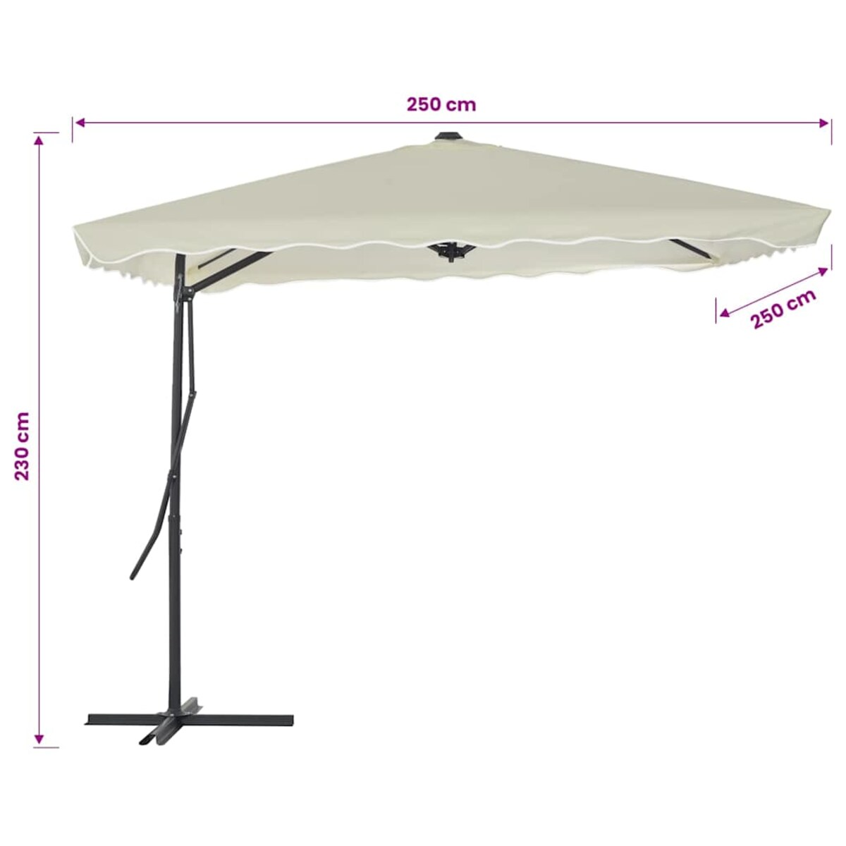 vidaXL Parasol ogrodowy na słupku stalowym, 250 x 250 cm, piaskowy