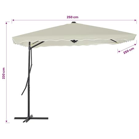vidaXL Parasol ogrodowy na słupku stalowym, 250 x 250 cm, piaskowy