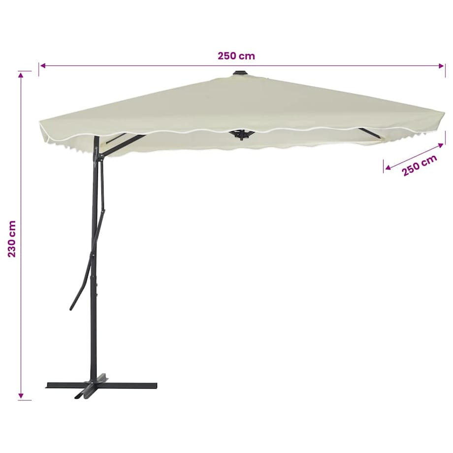 vidaXL Parasol ogrodowy na słupku stalowym, 250 x 250 cm, piaskowy