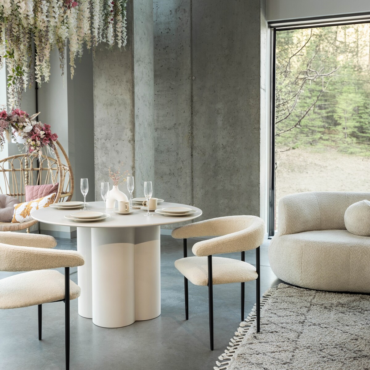 Stół do jadalni szarobeżowy Adagy 120 cm