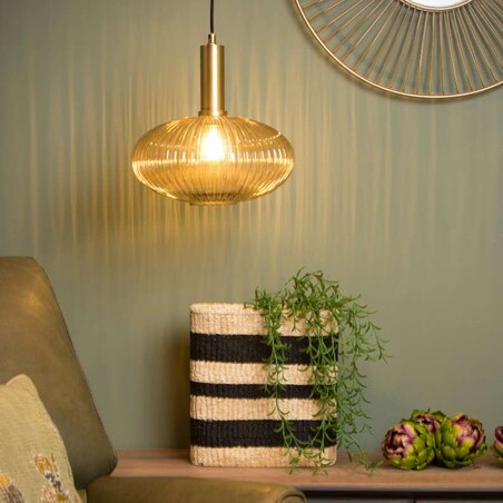 LAMPA wisząca MALOTO 45386/30/62 Lucide szklana OPRAWA loftowy zwis bursztynowy mosiądz