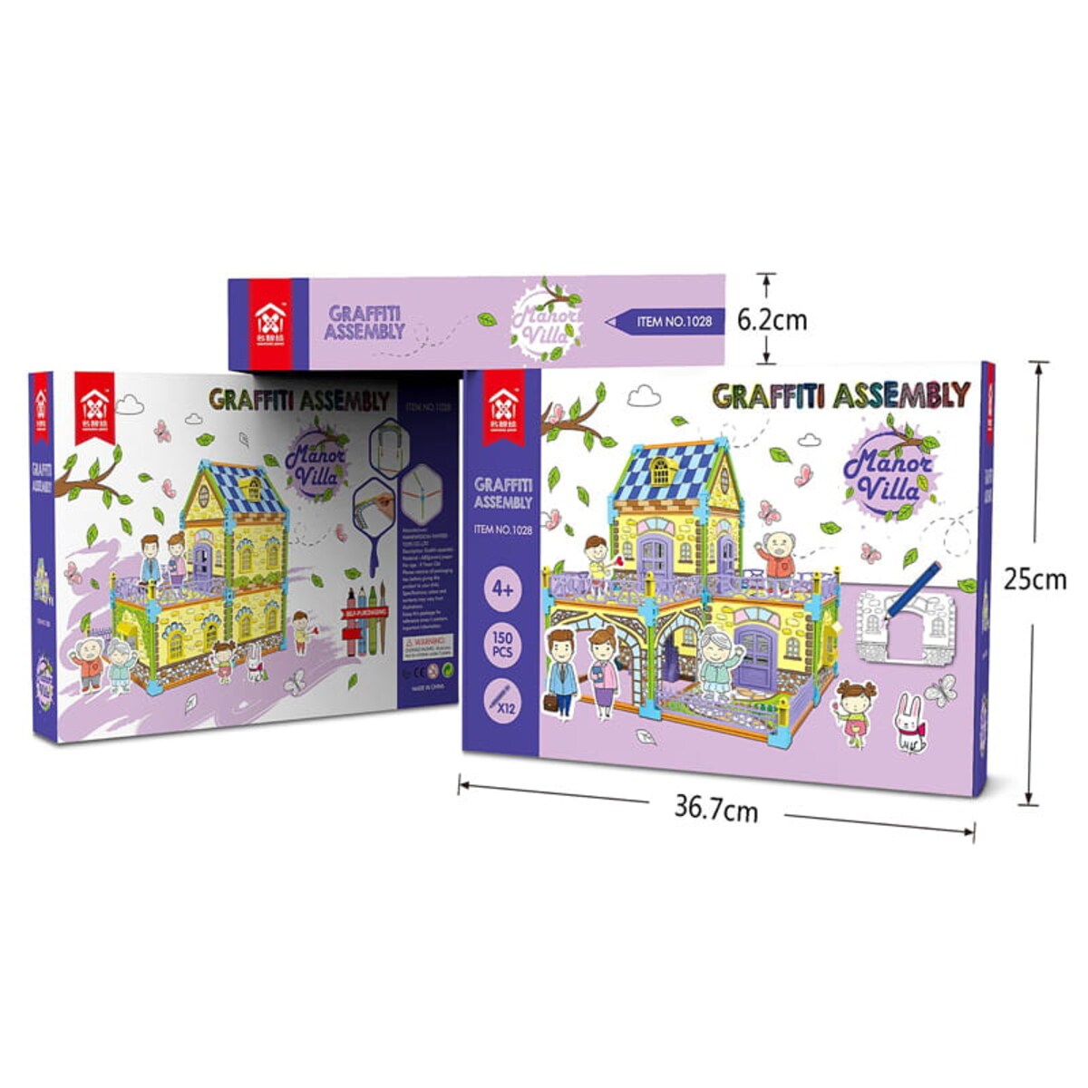 Dwustronny domek do składania i kolorowania - Luksusowa willa