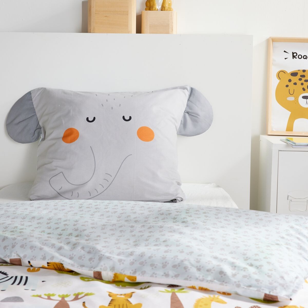 Komplet pościeli dziecięcej z uszkami 140x200 cm MATTINA słonik