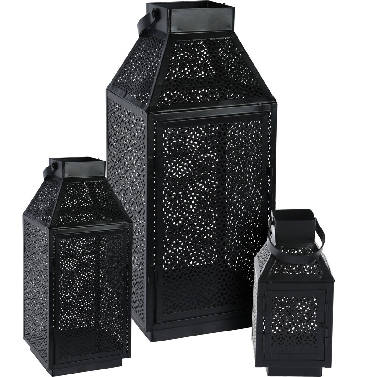 Zestaw 3 metalowych lampionów w różnych rozmiarach