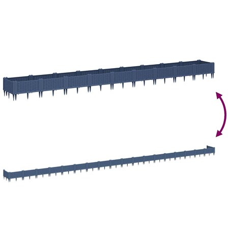 vidaXL Donica ogrodowa na kołkach, niebieskoszara, 362,5x42,5x28,5 cm, PP