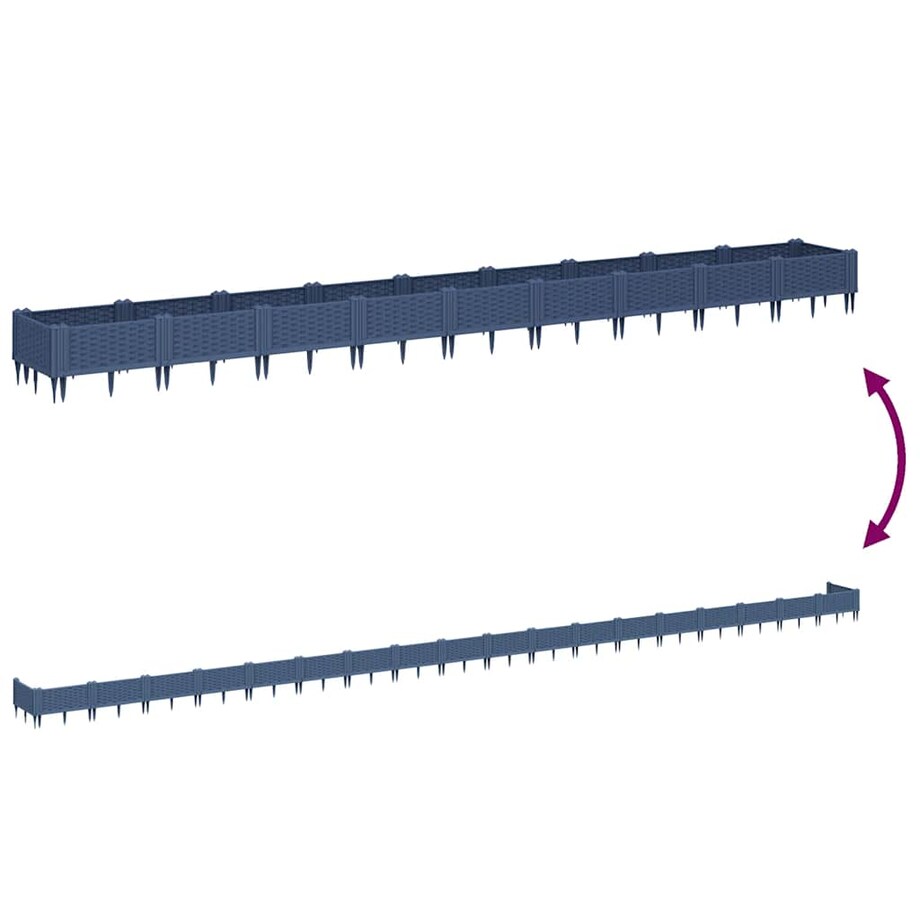 vidaXL Donica ogrodowa na kołkach, niebieskoszara, 362,5x42,5x28,5 cm, PP