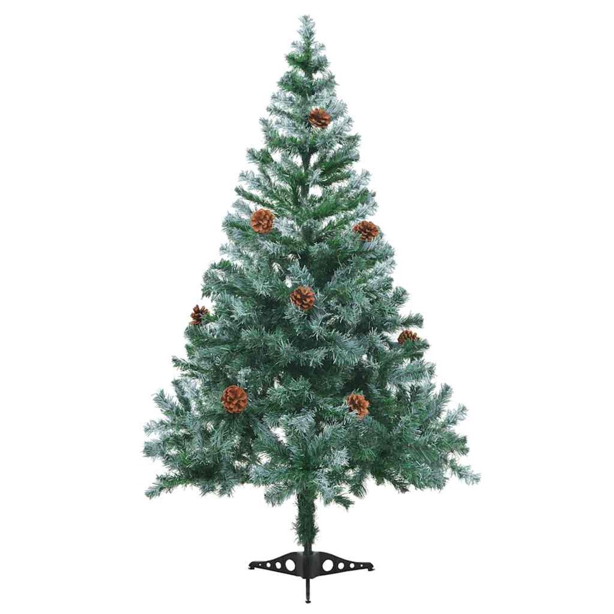 vidaXL Sztuczna, oszroniona choinka, lampki, bombki i szyszki, 150 cm