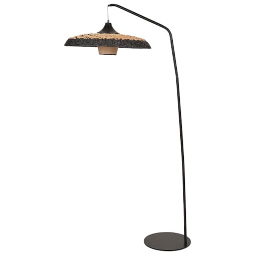 Lampa podłogowa pleciona czarna KALOMO