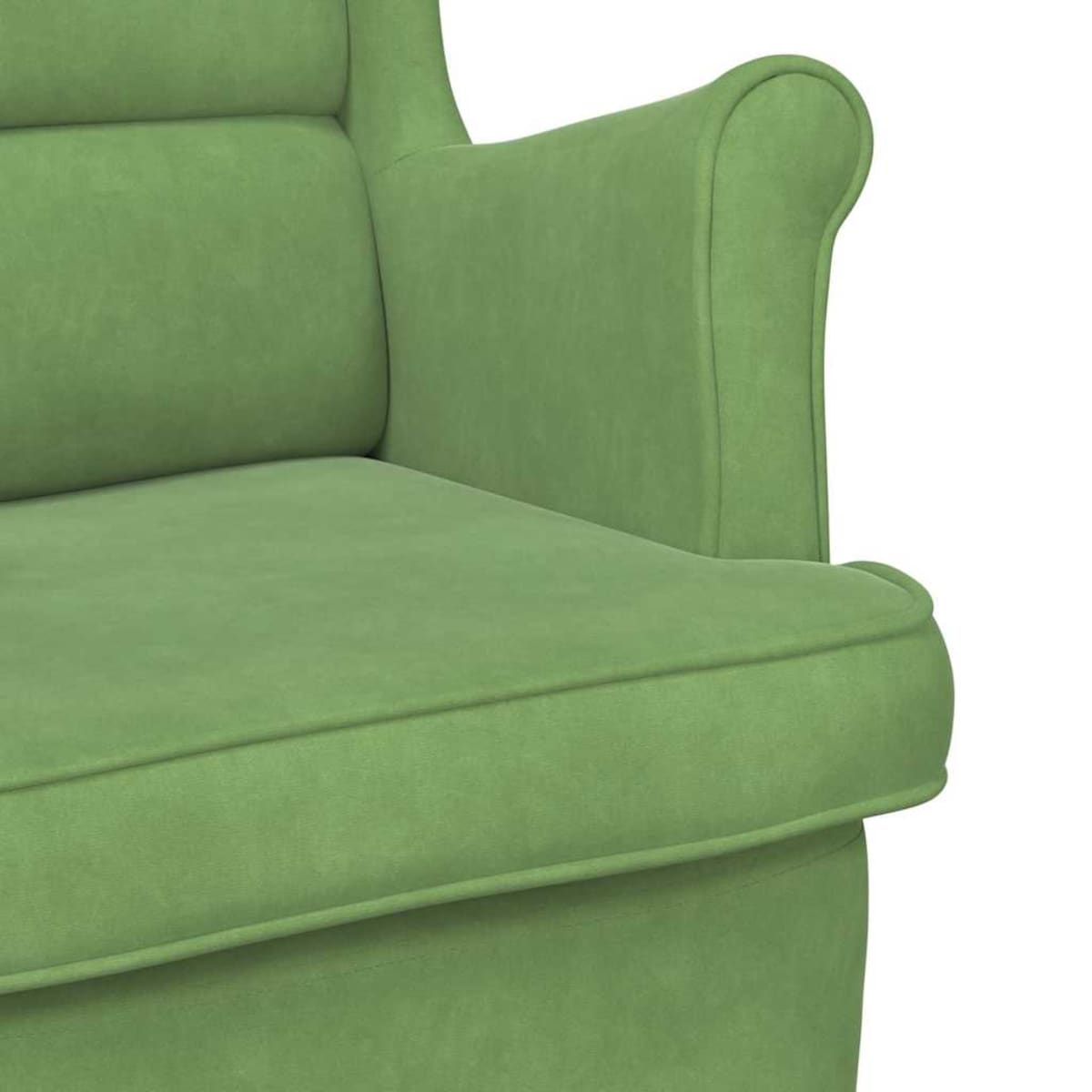 vidaXL Fotel bujany z uszak, jasnozielony aksamit i lite drewno