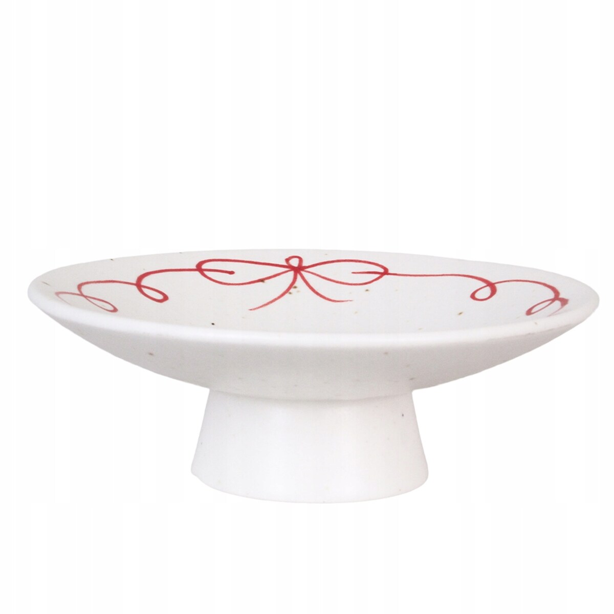 PATERA NA NÓŻCE MAŁA na ciasto owoce babeczki do tortu kamionkowa biała