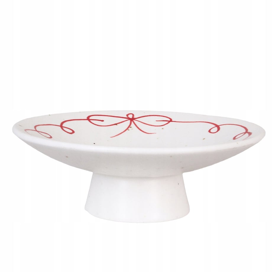 PATERA NA NÓŻCE MAŁA na ciasto owoce babeczki do tortu kamionkowa biała