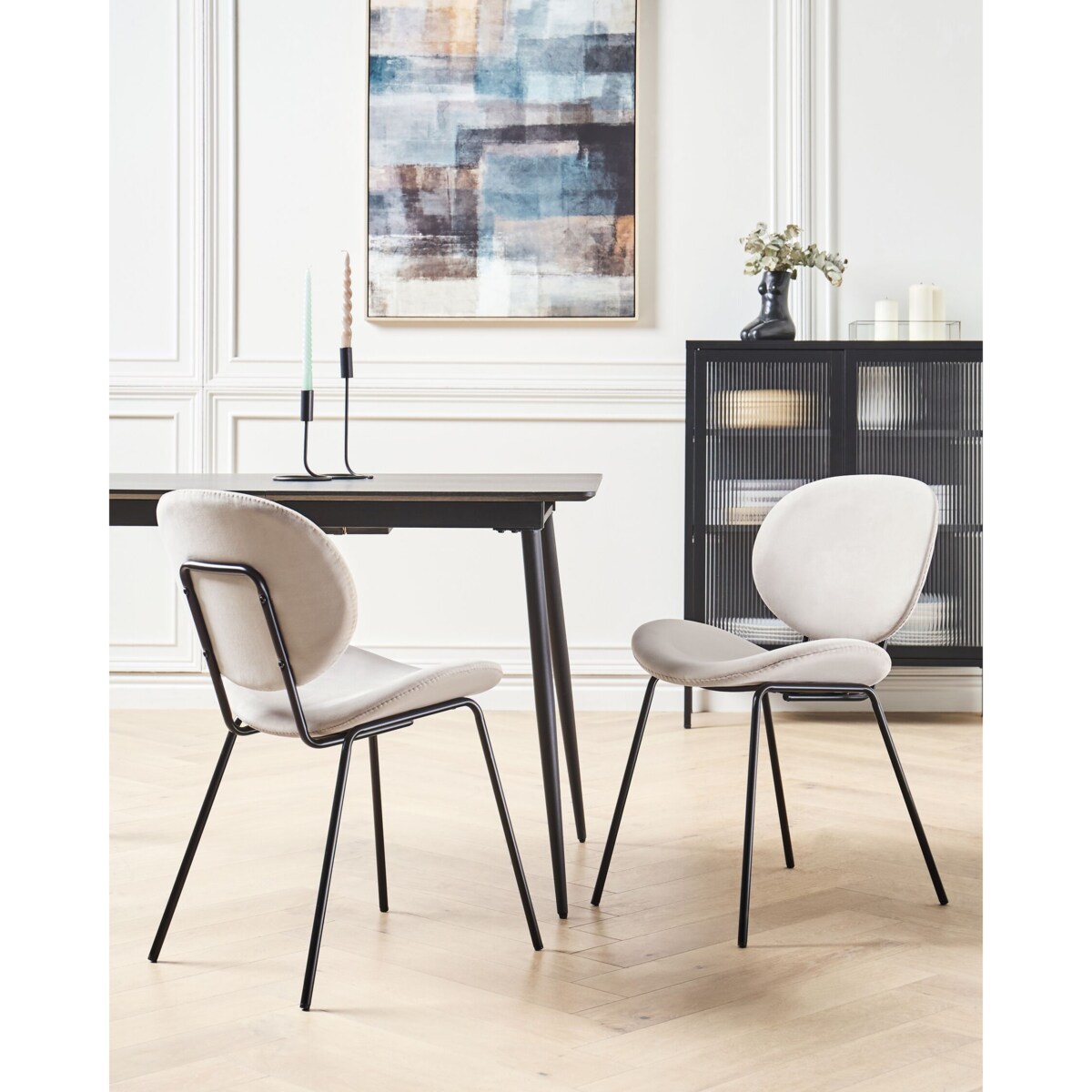 Zestaw 2 krzeseł do jadalni welurowy beżowy LUANA