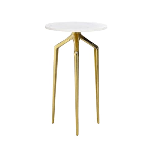Stolik pomocniczy biały marmur ze złotym TILPA