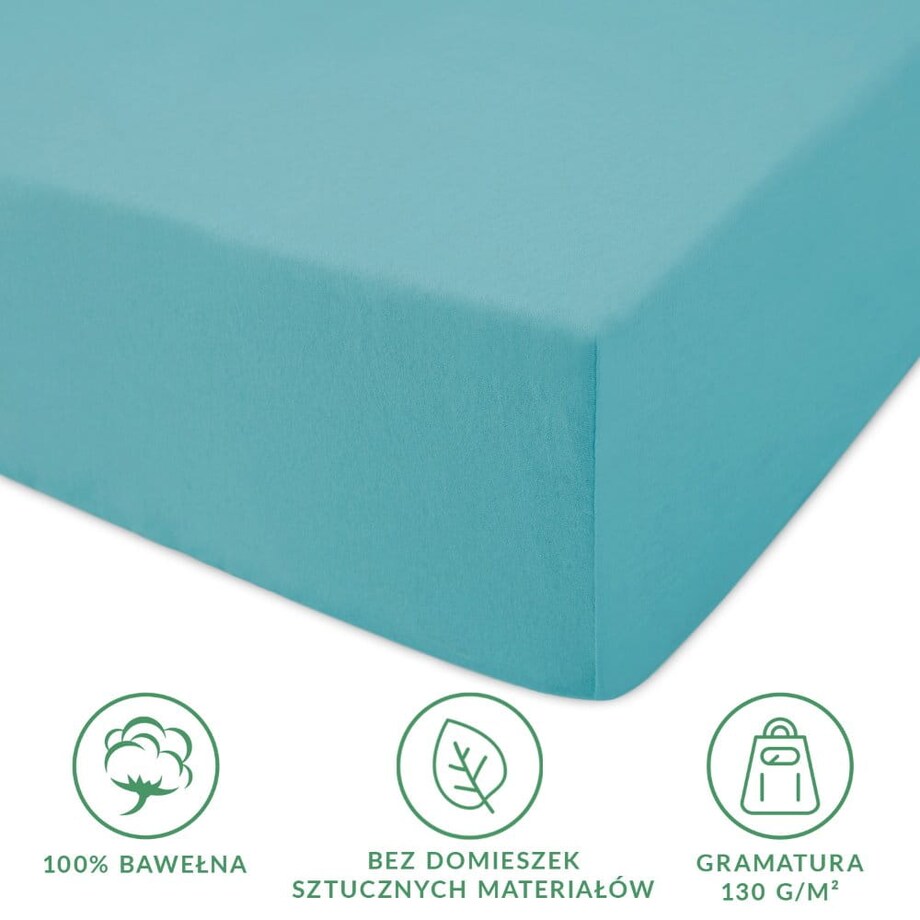 Prześcieradło jersey z gumką 120x200 kolor Turkus