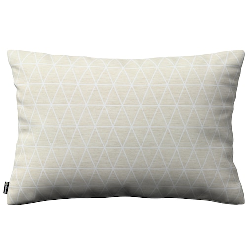 Poszewka Kinga na poduszkę prostokątną 60x40 trójkąty na beżowo-lnianym tle