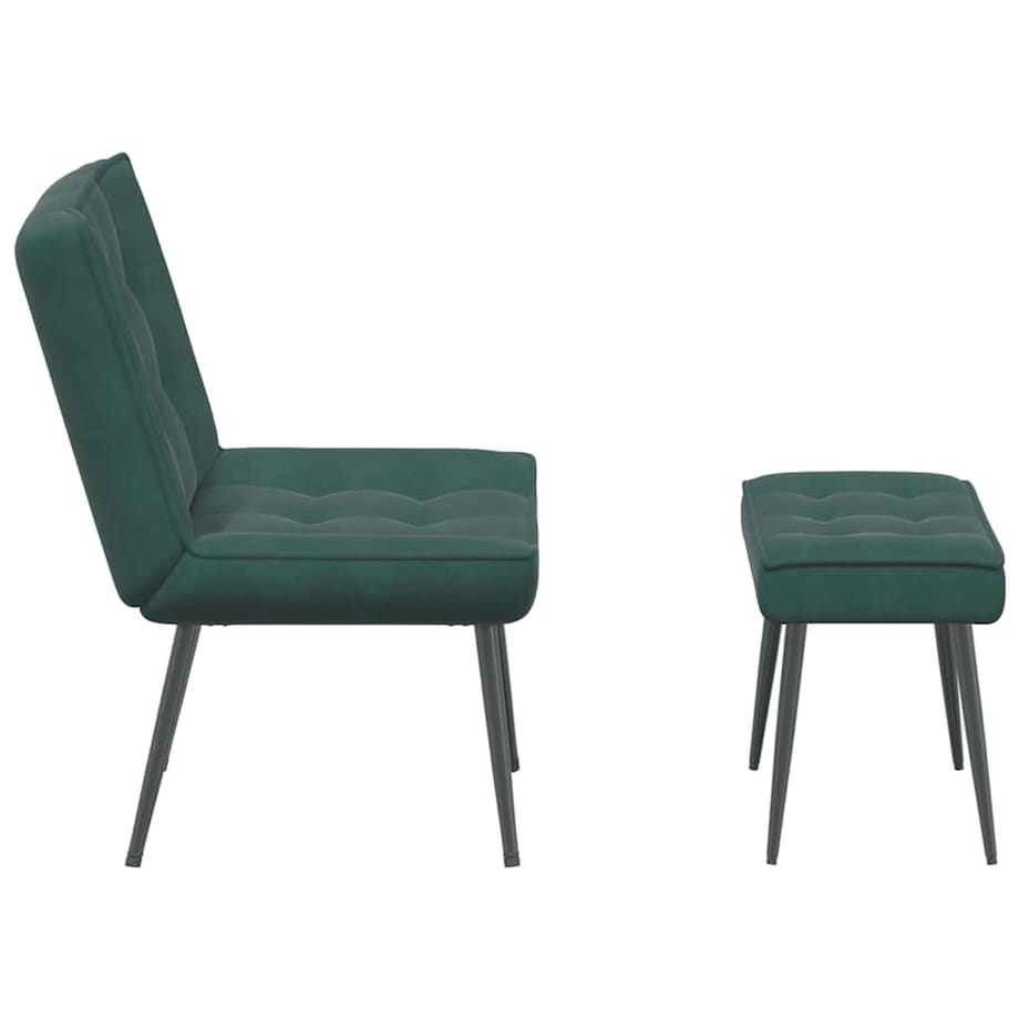 vidaXL Fotel z podnóżkiem, ciemnozielony, obity aksamitem